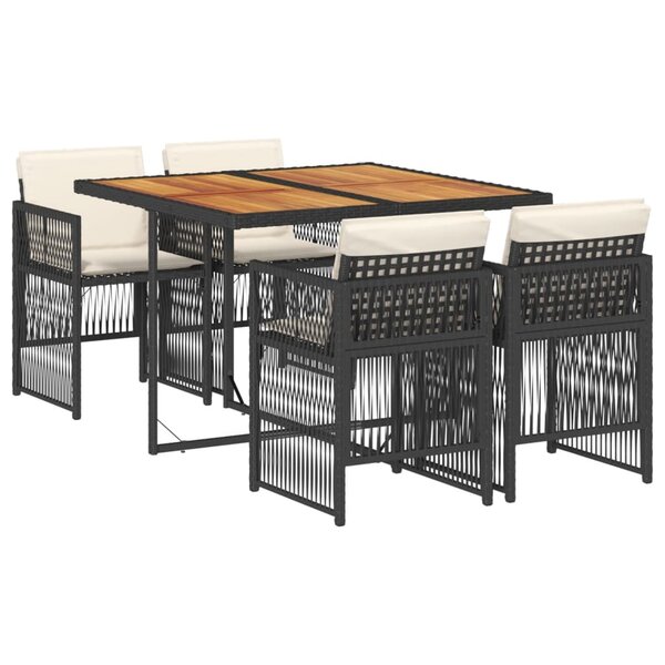 vidaXL Ensemble à manger de jardin coussins 5Pièces Noir Résine tressée