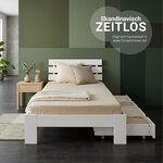 Lit en Bois 90x200 cm Blanc - Lit Simple - avec Matelas à ressorts - 2 Tiroirs