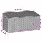 vidaXL Boîte de rangement de jardin gris clair 110x50x58 cm rotin