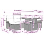 vidaXL Ensemble de canapé de jardin 7 Pièces gris et bleu marine