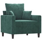 vidaXL Fauteuil avec repose-pied Vert foncé 60 cm Velours