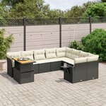vidaXL Salon de jardin 10 Pièces avec coussins noir résine tressée