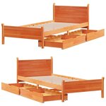 vidaXL Cadre de lit sans matelas cire marron 75x190 cm bois pin massif