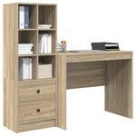 vidaXL Bureau avec tiroir avec étagère 2 Pièces Chêne Sonoma
