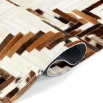 Vidaxl tapis à poils cuir véritable patchwork 160x230 cm marron/blanc