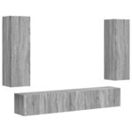vidaXL Ensemble meuble TV 3 Pièces Gris Sonoma Bois d'ingénierie