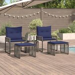 vidaXL Ensemble de meubles d'extérieur 11 Pièces Gris et bleu marine
