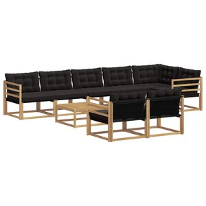 vidaXL Ensemble de canapés d'extérieur 9 pc Blanc et noir