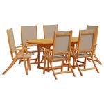 vidaXL Ensemble à manger de jardin 7Pièces bois d'acacia solide textilène