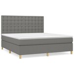 vidaXL Sommier à lattes de lit avec matelas Gris foncé 160x200cm Tissu