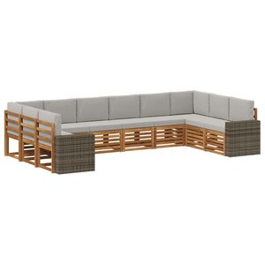 vidaXL Ensemble de canapés d'extérieur 10 Pièces Naturel et gris clair