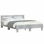 vidaXL Cadre de lit avec tête de lit et LED gris béton 150x200 cm