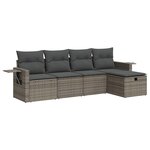 vidaXL Salon de jardin 5 Pièces avec coussins gris résine tressée