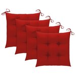 vidaXL Chaises de jardin empilables avec coussins lot de 4 Teck solide
