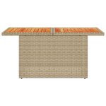 vidaXL Table de jardin beige 100x55x73cm résine tressée et bois acacia