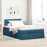 vidaXL Lit ottoman avec matelas et LED bleu foncé 90x200cm velours