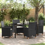 vidaXL Ensemble de salle à manger pour jardin 5 Pièces Noir polyrotin