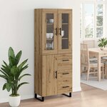 vidaXL Haut Armoire 2 Pièces Chêne artisanal Bois Aggloméré et Verre