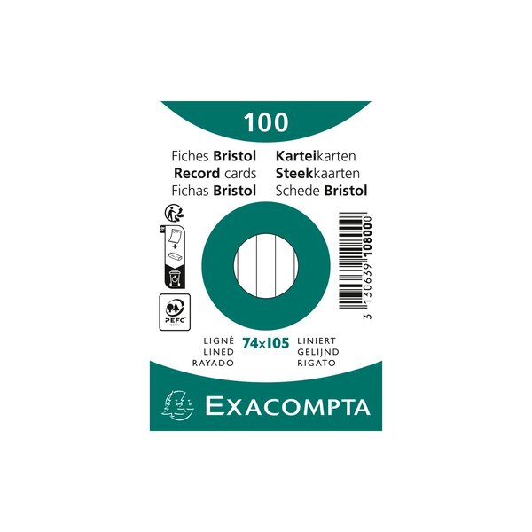 Paquet 100 Fiches Sous Film - Bristol Ligné Non Perforé 74x105mm - Blanc - X 40 - Exacompta