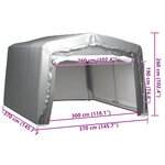 vidaXL Tente de rangement 370x370 cm Acier Gris