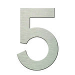 Numéro 5-Numéro adhésif pour boîtes aux lettres - Vinyle épais texturé, hauteur 50 mm - Inox Brossé