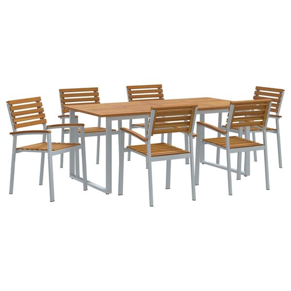 vidaXL Ensemble de salle à manger pour jardin 7 Pièces Gris et marron