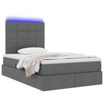 vidaXL Lit de rangement LED avec matelas Gris foncé 120 x 190 cm Tissu