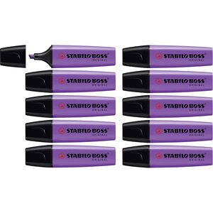 Surligneur BOSS ORIGINAL Rechargeable Pointe Biseautée 2-5 mm Lavande x 10 STABILO