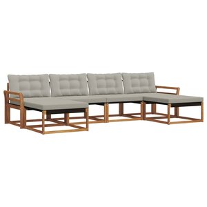 vidaXL Ensemble de canapés d'extérieur 6 Pièces Gris Naturel et Clair