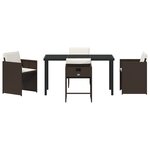 vidaXL Ensemble de Salle à Manger de Jardin 5 Pièces avec Coussins Marron Poly Rattan