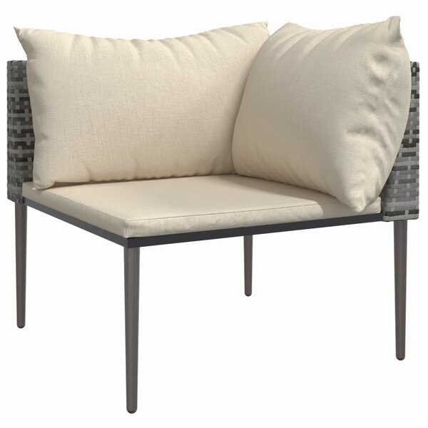 vidaXL Canapé d'angle de jardin avec coussins gris résine tressée