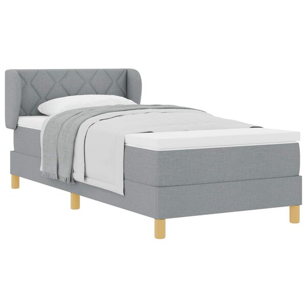 vidaXL Lit à ressorts avec matelas Gris clair 90 x 190 cm tissu