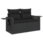 vidaXL Salon de jardin 8 Pièces avec coussins noir résine tressée