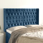 vidaXL Tête de lit avec oreilles Bleu foncé 147x16x118/128 cm Velours