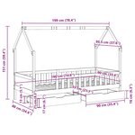 vidaXL Cadre de lit enfants avec tiroirs sans matelas 90x190 cm bois