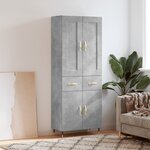 vidaXL Buffet haut Gris béton 69 5x34x180 cm Bois d'ingénierie