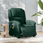 vidaXL Fauteuil inclinable de massage électrique vert foncé velours