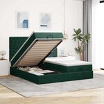 vidaXL Cadre de lit ottoman avec matelas vert foncé 160x200 cm velours