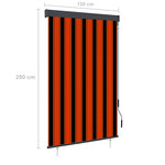 vidaXL Store roulant d'extérieur 120x250 cm Orange et marron