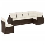 vidaXL Salon de jardin avec coussins 6 Pièces marron résine tressée