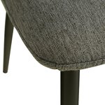 Chaise de salle a manger en tissu aspect lin gris  pietement metal noir  sans accoudoirs