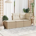 vidaXL Salon de jardin avec coussins 3 Pièces beige résine tressée