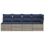 vidaXL Canapé de jardin 4 places avec coussins gris résine tressée
