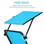 Bain de soleil transat pliable grand confort dossier pare-soleil réglables multi-positions alu. textilène bleu