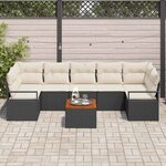 vidaXL Ensemble de canapé de jardin 8 Pièces Noir et blanc