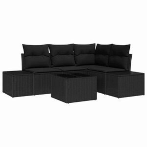 vidaXL Ensemble de canapé de jardin 5 Pièces Noir Poly rotin