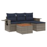 vidaXL Salon de jardin 5 Pièces avec coussins gris résine tressée