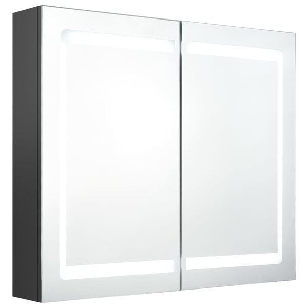 vidaXL Armoire de salle de bain à miroir LED gris 80x12x68 cm