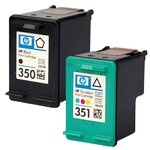 Pack de 2 cartouches d'encre authentiques HP 350/351 Noir et couleurs - programme SECOND