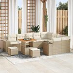 vidaXL Ensemble de canapé de jardin avec coussin 12 Pièces Beige  Crème